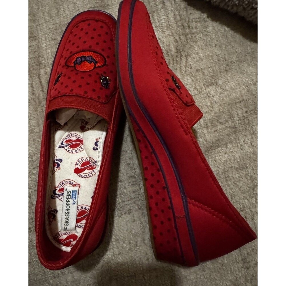 NWOB Keds Grasshoppers VTG Shoes Women 6.5 Red Hat Society, Casual Wedge Heel